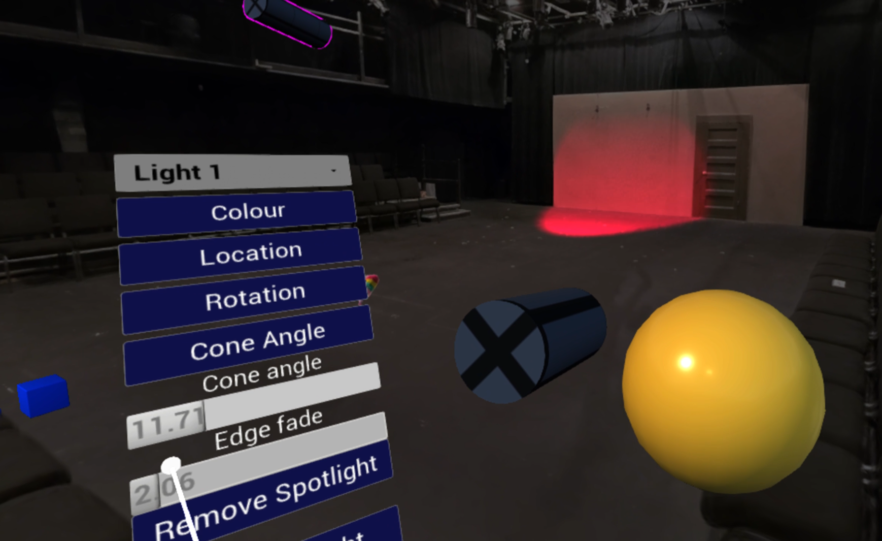 Sliders change the light's cone angle and edge hardness.